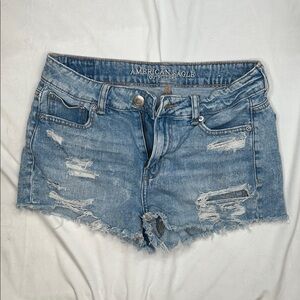 American Eagle Outfitters Distressed Light Blue Jean Shorts